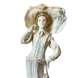 Vintage 2001 Putting On The Ritz Tassel Doll 10.5 Inch Fancy Lady White Décor